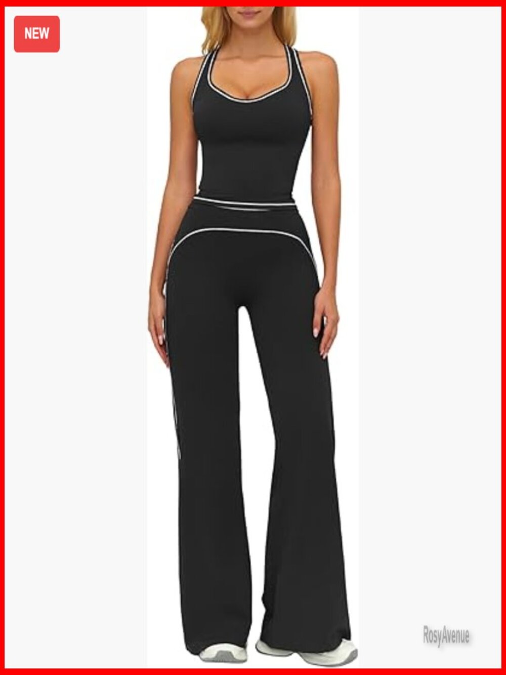 Yoga Jogger Compression Tank Top Bell Bottom Flare Pants Leggings Set